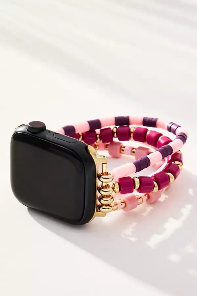Posh Tech Emily Elastic Beaded Apple Watch Band In Pink