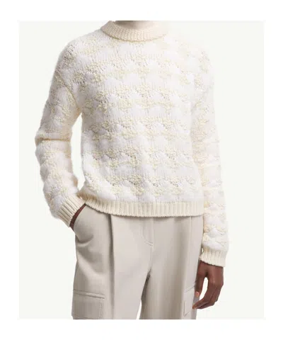 Moncler Wool  Alpaca Blend Striped Sweater In White
