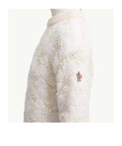 Moncler Wool  Alpaca Blend Striped Sweater In White
