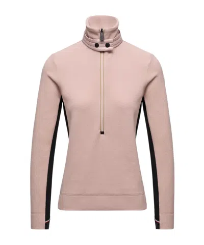 Moncler Half-zip Contrast-panel Sweatshirt In Pink