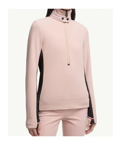 Moncler Half-zip Contrast-panel Sweatshirt In Pink