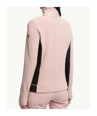 Moncler Half-zip Contrast-panel Sweatshirt In Pink