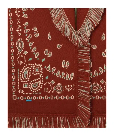 Alanui Bandana Jacquard Cashmere Cardigan In Red