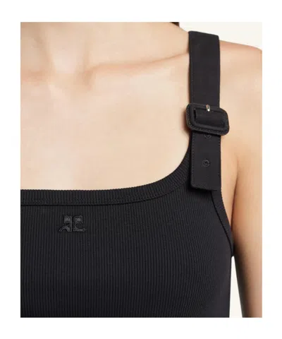 Courrèges Buckle Jersey Tank Top In Black