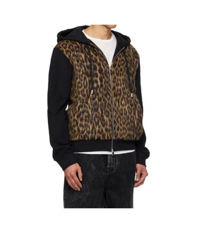 Lanvin Animal-pattern Zip Hoodie In Brown