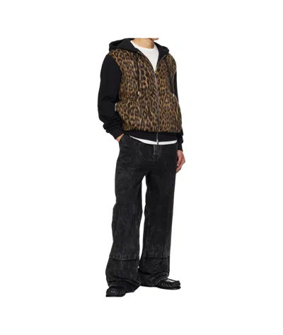 Lanvin Animal-pattern Zip Hoodie In Brown