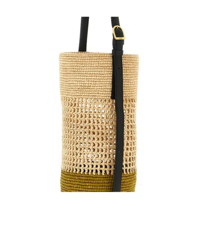 Khaite Small Billie Woven-raffia Bucket Bag In Brown