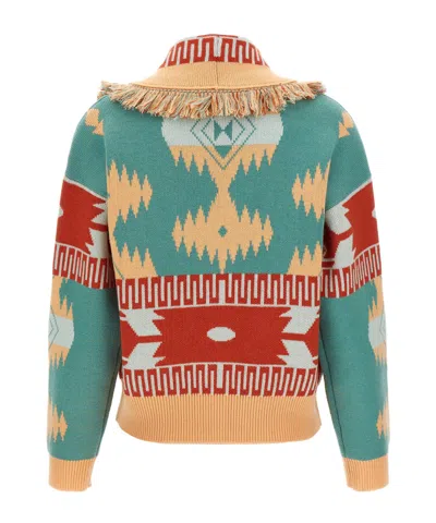 Alanui Icon Jacquard Fringed Cardigan In Multi