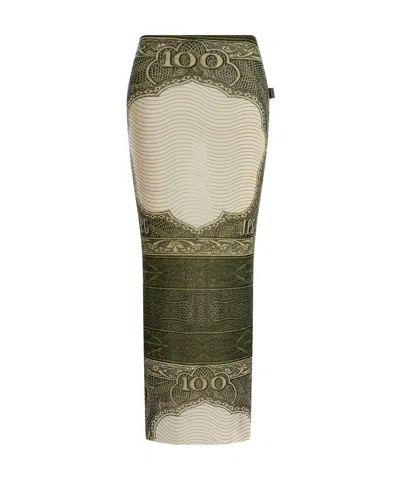 Jean Paul Gaultier Elastic Waist Midi Skirt In Green