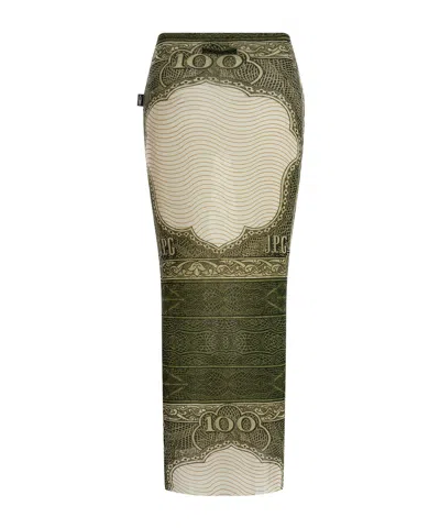 Jean Paul Gaultier Elastic Waist Midi Skirt In Green