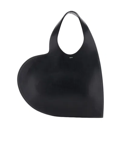 Coperni Women Black Heart Shaped Shoulder Bag With Cut-out On The Handle In Suede Woman In Black
