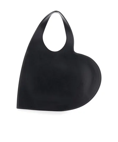 Coperni Women Black Heart Shaped Shoulder Bag With Cut-out On The Handle In Suede Woman In Black