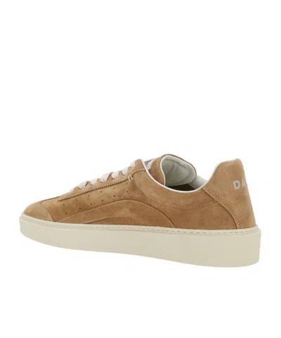 Dsquared2 Beige Low Top Sneakers With Logo Patch On The Tongue And Logo Lettering On The Heel In Suede Man In Neutral