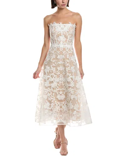 Marchesa Notte Midi Dress In White