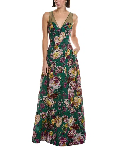 Marchesa Notte Jacquard Gown In Multi