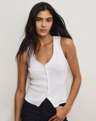 Veronica Beard Hoorne Button-down Tank Top In White