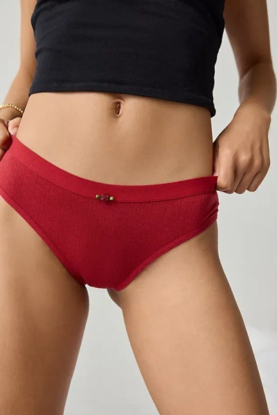 Out From Under Perfect Pointelle Bikini Undie In Red, Women's At Urban Outfitters In Red