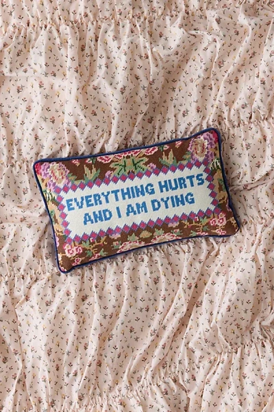Furbish Needlepoint Throw Pillow By  In Everything Hurts At Urban Outfitters In Multi
