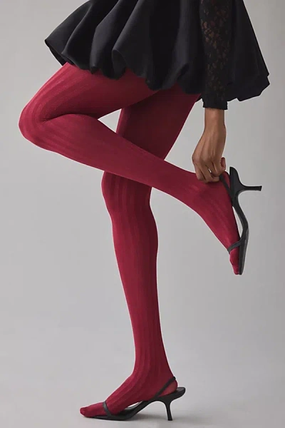 Urban Outfitters Juniper Striped Tights In Maroon, Women's At  In Black