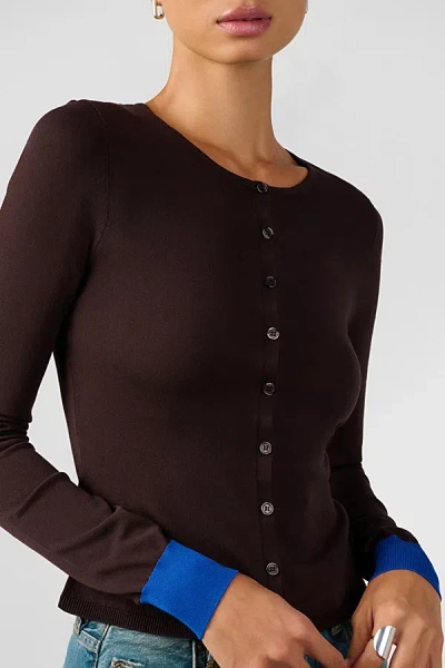 Weworewhat Fine Knit Cardigan In Coffee/ryal Blu, Women's At Urban Outfitters In Brown