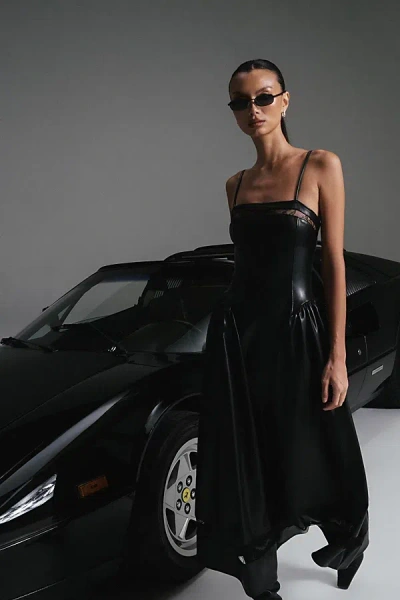 Weworewhat Lace Panel Corset Midi Dress In Black, Women's At Urban Outfitters In Black