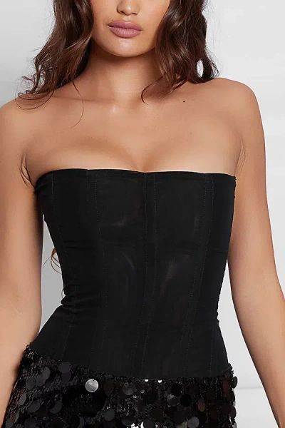 Leau Muse Mesh Corset Top In Black, Women's At Urban Outfitters In Black