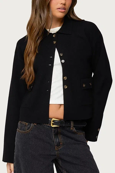 Edikted Lorne Knit Jacket In Black, Women's At Urban Outfitters In Black