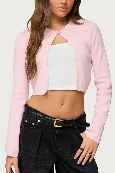 Edikted Jayne Split Front Knit Cardigan In Light/pink, Women's At Urban Outfitters In Pink