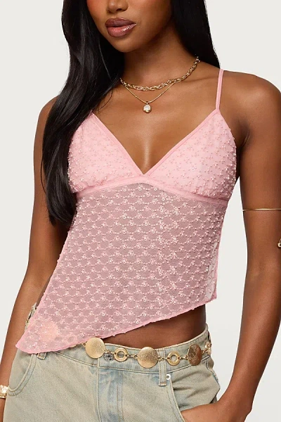 Edikted Beaded Mesh Asymmetric Backless Top In Light/pink, Women's At Urban Outfitters In Pink