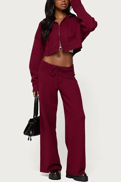 Edikted Russell Straight Leg Knit Pants In Burgundy, Women's At Urban Outfitters In Burgundy