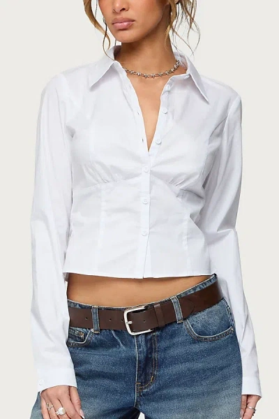 Edikted Laurna Tailored Button Up Shirt Top In White, Women's At Urban Outfitters In White