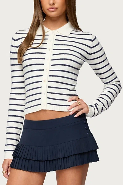 Edikted Loreen Striped Knit Cardigan In Cream/and/navy, Women's At Urban Outfitters In Multi