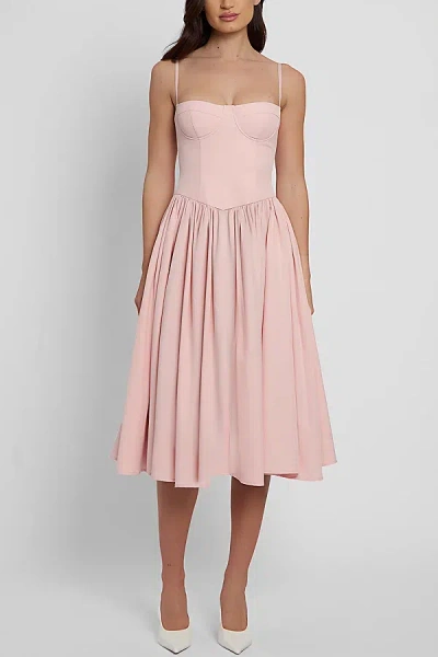 Leau Ballerina Bustier Midi Dress In Pink, Women's At Urban Outfitters In Pink