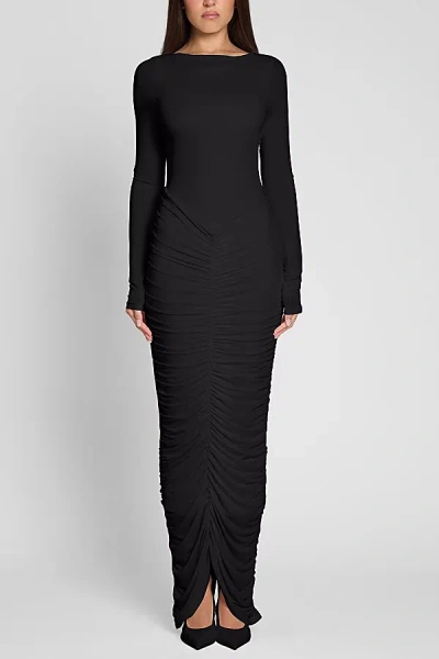 Leau Rhea Ruche Maxi Dress In Black, Women's At Urban Outfitters In Black