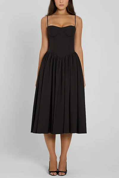 Leau Ballerina Bustier Midi Dress In Black, Women's At Urban Outfitters In Black