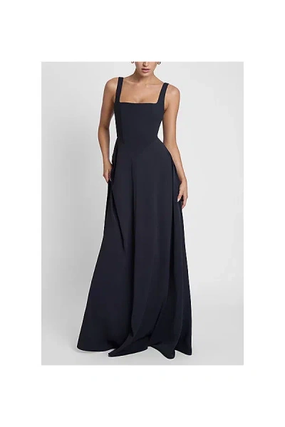 Leau Siren Square Neck Corset Maxi Dress In Black, Women's At Urban Outfitters In Black