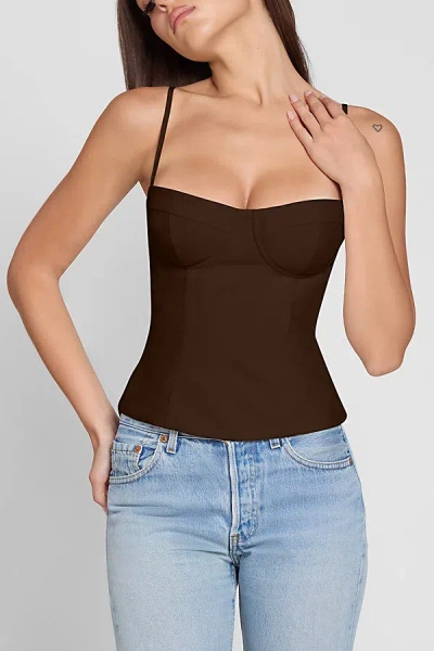 Leau Bali Bustier Corset Top In Brown, Women's At Urban Outfitters In Brown