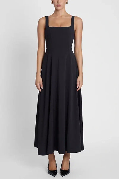 Leau Serenity Square Neck Corset Midi Dress In Black, Women's At Urban Outfitters In Black