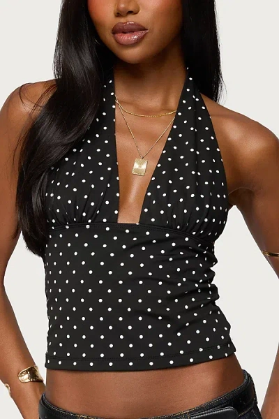 Edikted Blaire Polka Dot Halter Top In Black/and/white, Women's At Urban Outfitters In Multi