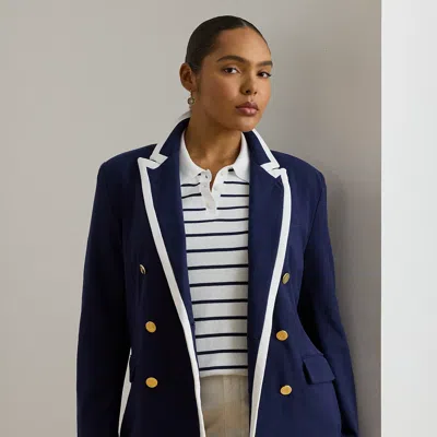Lauren Woman Ralph Lauren Two-tone Double-breasted Piqué Blazer