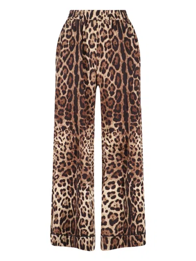 Dolce & Gabbana Leopard-print Straight Trousers In Animal Print