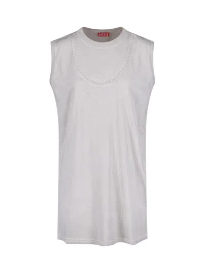 Diesel Chain Motif Sleeveless Tank Top In Gray