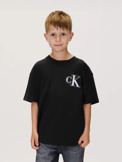 Calvin Klein Boys Festive Graphic T-shirt In Black