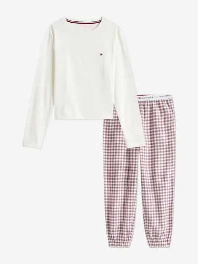 Tommy Hilfiger Girs Long Sleeve Cuffed Pj Set In White