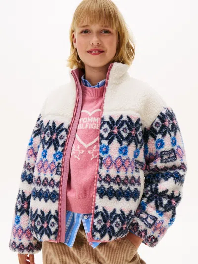 Tommy Hilfiger Girls Fair Isle Teddy Jacket In White