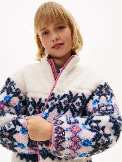 Tommy Hilfiger Girls Fair Isle Teddy Jacket In White