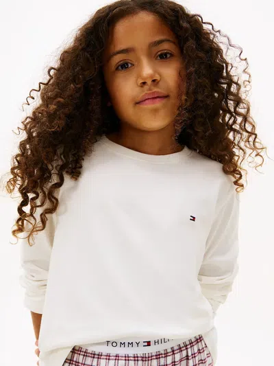 Tommy Hilfiger Girs Long Sleeve Cuffed Pj Set In White