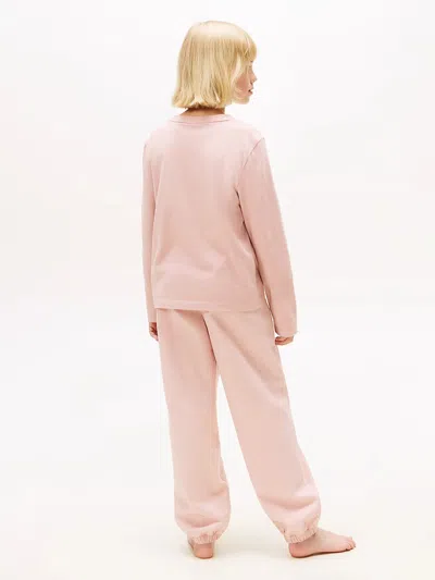 Tommy Hilfiger Girls Long Sleeve Cuffed Pj Set In Pink