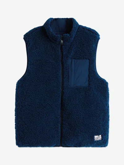 Tommy Hilfiger Kids Reversible Teddy Nylon Gilet In Blue