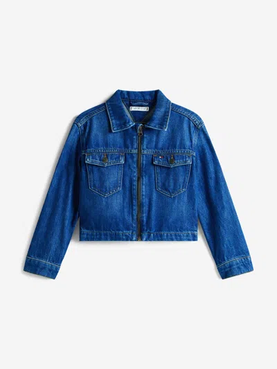 Tommy Hilfiger Girls Denim Zip Through Trucker Jacket In Blue